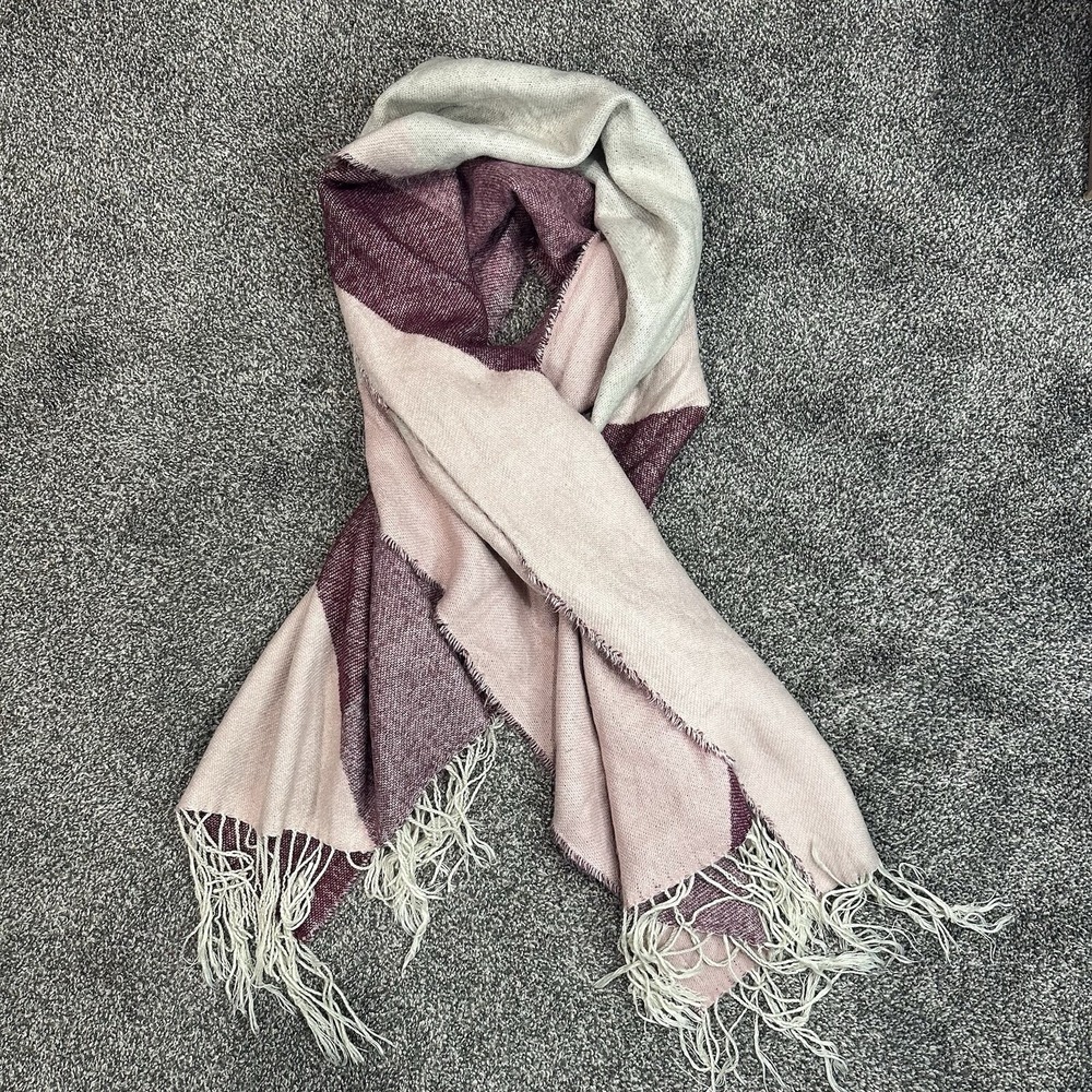 Permanent Pink And Maroon‎ Diamond Pattern Color block Scarf 28 X 72